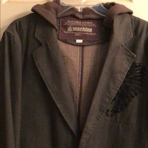 Machine Men’s plaid coat with removable hood.